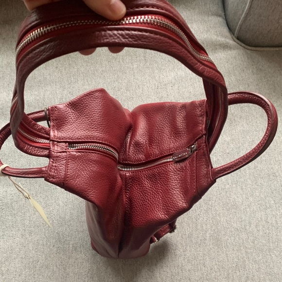 Valentina Leather Handbag Burgundy Sling Tote Bag NWT! Made in Italy purse 👛 - Picture 9 of 11